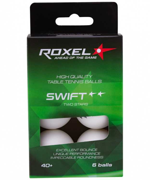 Мяч н/т Roxel 2* Swift, белый (6шт.)