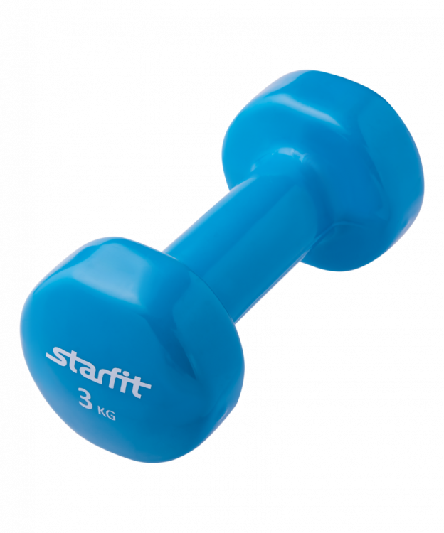 Гантель виниловая STARFIT DB-101 3 кг, синяя (1 шт.) 1/6