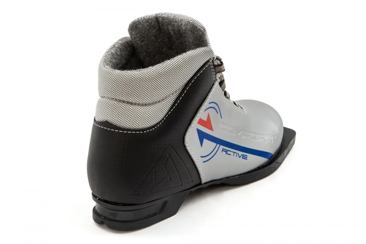 Ботинки лыжные 75 мм ACTIVE COMFORT (кожзам) СЕРЕБРО-ЧЕРНЫЙ