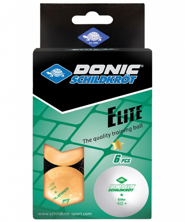 Мяч н/т Donic-Schildkröt 1* Elite, оранжевый (6 шт.), коробка