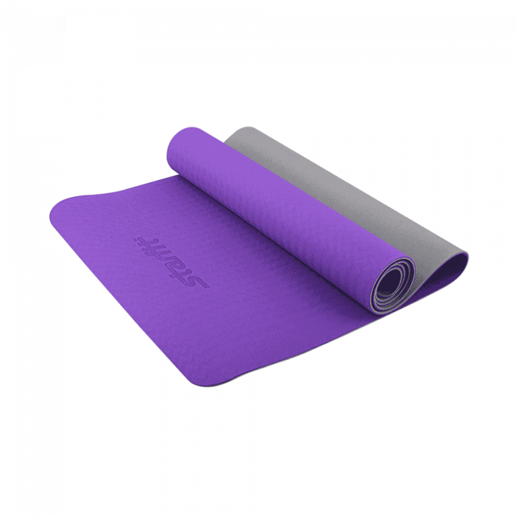 Коврик для йоги STARFIT FM-201 TPE 173x61x0,5 см, фиолетовый/серый 1/12